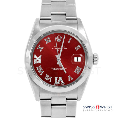 Rolex Date 34mm | 1500-SS-RED-RDR69-SMT-OYS