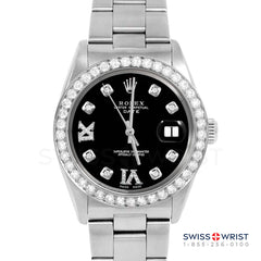 Rolex Date 34mm | 1500-SS-BLK-8DR69-2CT-OYS