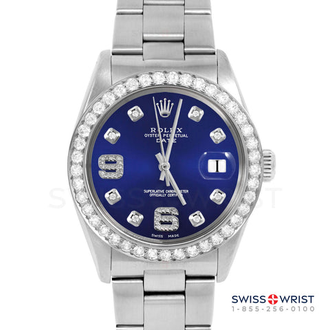 Rolex Date 34mm | 1500-SS-BLU-8DA69-2CT-OYS