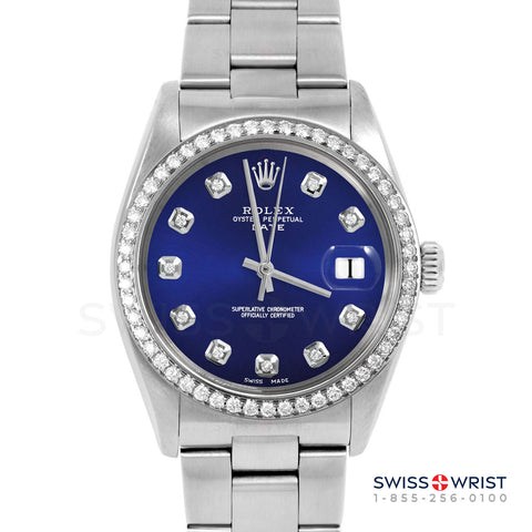 Rolex Date 34mm | 1500-SS-BLU-DIA-AM-BDS-OYS