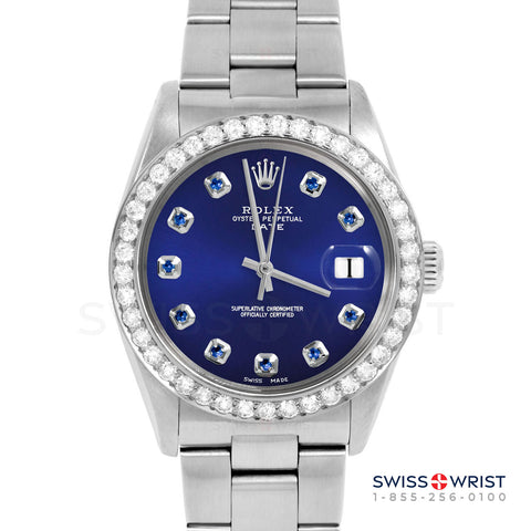 Rolex Date 34mm | 1500-SS-BLU-SPH-AM-2CT-OYS