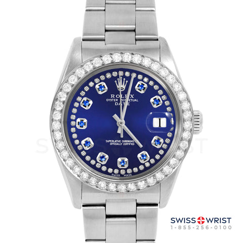 Rolex Date 34mm | 1500-SS-BLU-STRS-2CT-OYS