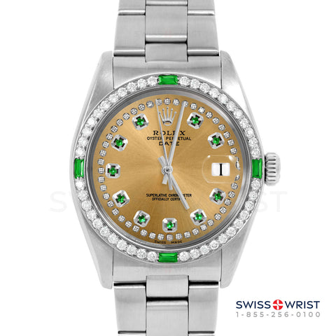 Rolex Date 34mm | 1500-SS-CHM-STRE-4EMD-OYS