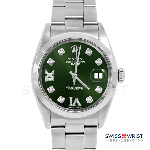 Rolex Date 34mm | 1500-SS-GRN-8DR69-SMT-OYS