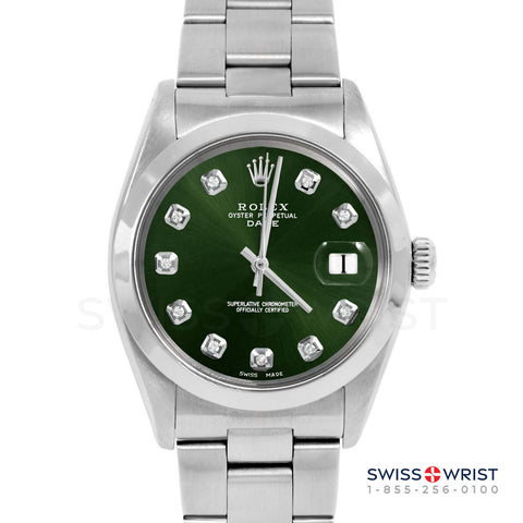 Rolex Date 34mm | 1500-SS-GRN-DIA-AM-SMT-OYS