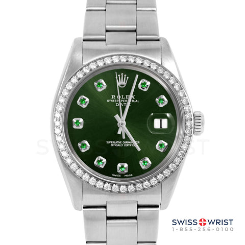 Rolex Date 34mm | 1500-SS-GRN-EMD-AM-BDS-OYS