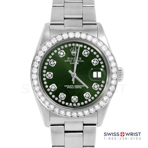 Rolex Date 34mm | 1500-SS-GRN-STRD-2CT-OYS