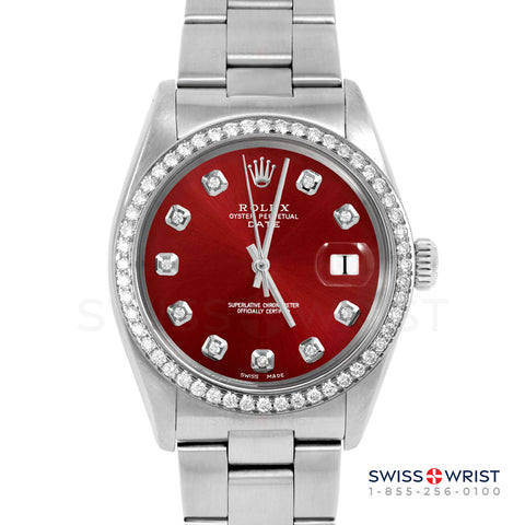 Rolex Date 34mm | 1500-SS-RED-DIA-AM-BDS-OYS