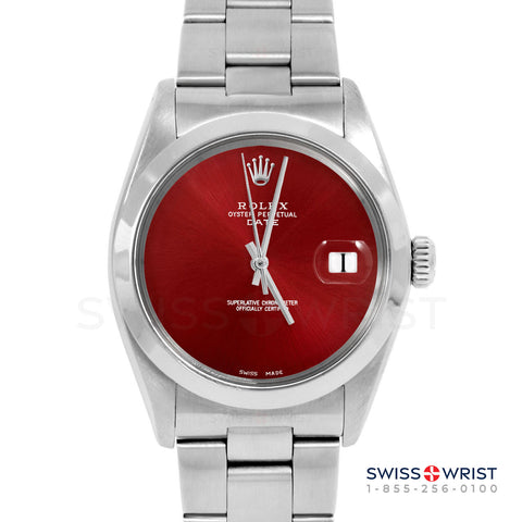 Rolex Date 34mm | 1500-SS-RED-NOHM-SMT-OYS