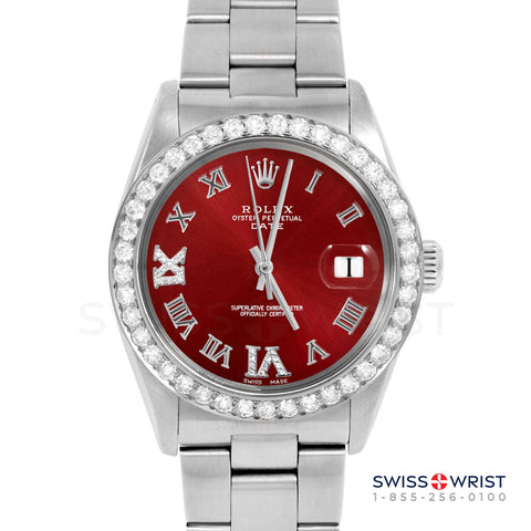 Rolex Date 34mm | 1500-SS-RED-RDR69-2CT-OYS