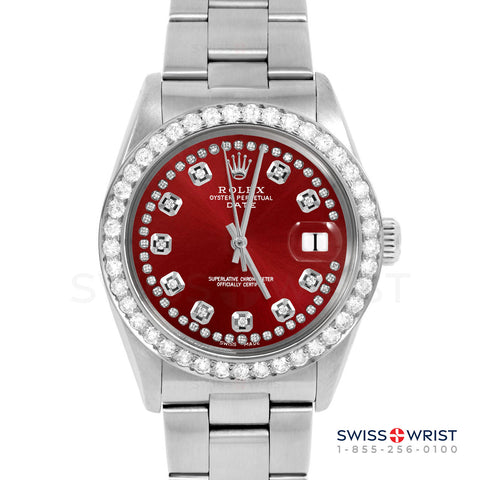 Rolex Date 34mm | 1500-SS-RED-STRD-2CT-OYS