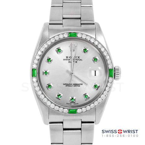 Rolex Date 34mm | 1500-SS-SLV-EMD-AM-4EMD-OYS