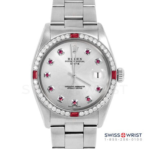 Rolex Date 34mm | 1500-SS-SLV-RBY-AM-4RBY-OYS