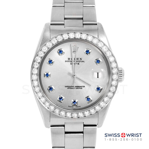 Rolex Date 34mm | 1500-SS-SLV-SPH-AM-2CT-OYS
