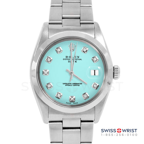 Rolex Date 34mm | 1500-SS-TRQ-DIA-AM-SMT-OYS