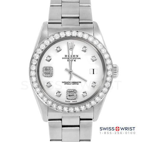 Rolex Date 34mm | 1500-SS-WHT-8DA69-2CT-OYS