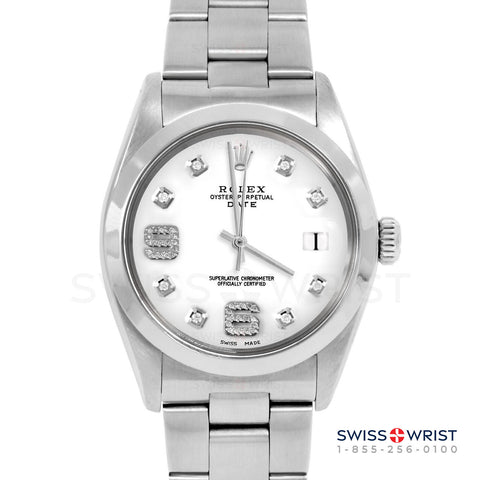 Rolex Date 34mm | 1500-SS-WHT-8DA69-SMT-OYS