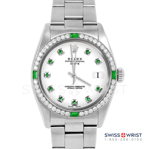 Rolex Date 34mm | 1500-SS-WHT-EMD-AM-4EMD-OYS