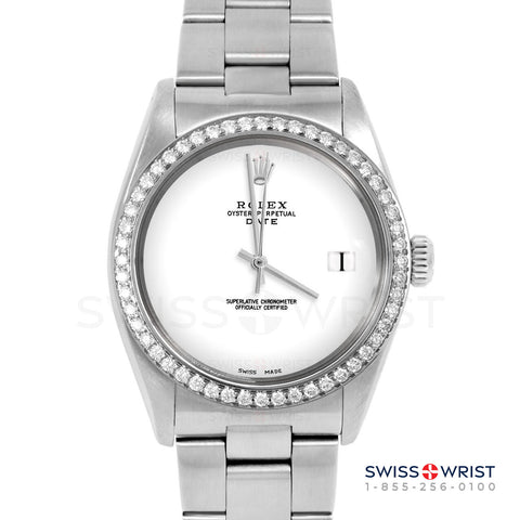 Rolex Date 34mm | 1500-SS-WHT-NOHM-BDS-OYS