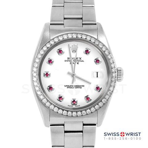 Rolex Date 34mm | 1500-SS-WHT-RBY-AM-BDS-OYS