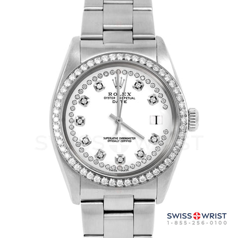 Rolex Date 34mm | 1500-SS-WHT-STRD-BDS-OYS