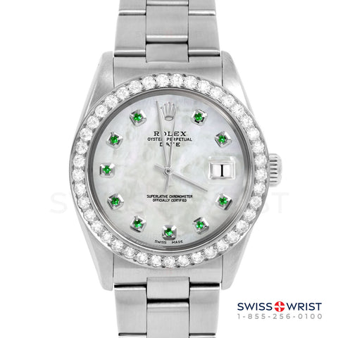 Rolex Date 34mm | 1500-SS-WMOP-EMD-AM-2CT-OYS