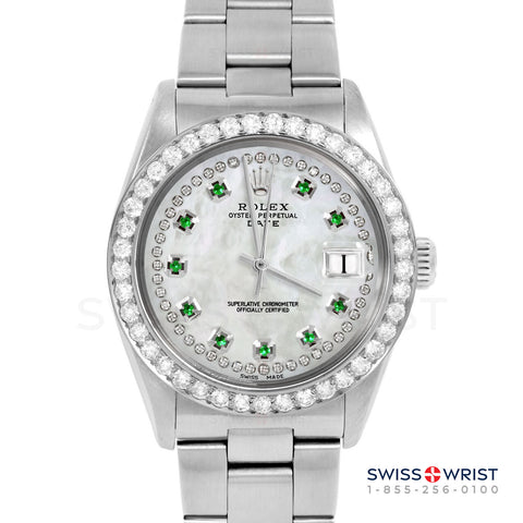 Rolex Date 34mm | 1500-SS-WMOP-STRE-2CT-OYS