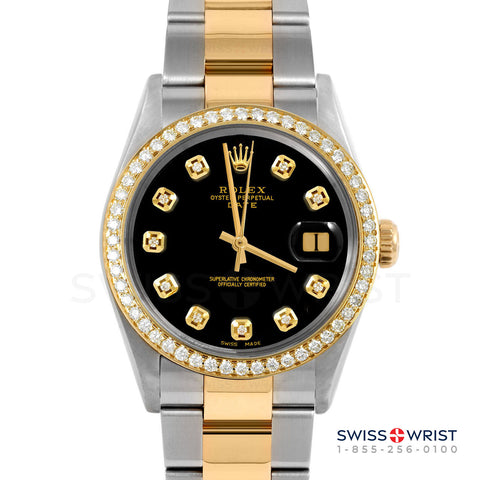 Rolex Date 34mm | 1500-TT-BLK-DIA-AM-BDS-OYS