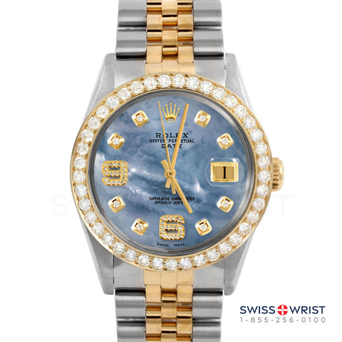 Rolex Date 34mm | 1500-TT-BLMOP-8DA69-2CT-JBL