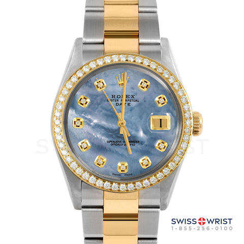 Rolex Date 34mm | 1500-TT-BLMOP-DIA-AM-BDS-OYS