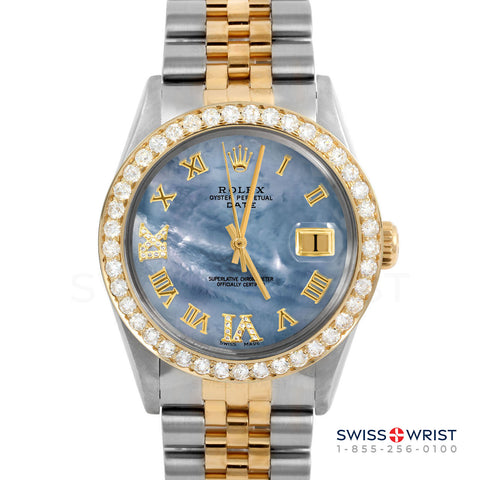 Rolex Date 34mm | 1500-TT-BLMOP-RDR69-2CT-JBL