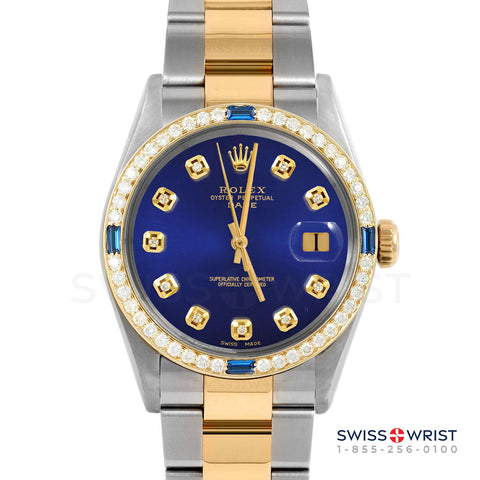 Rolex Date 34mm | 1500-TT-BLU-DIA-AM-4SPH-OYS