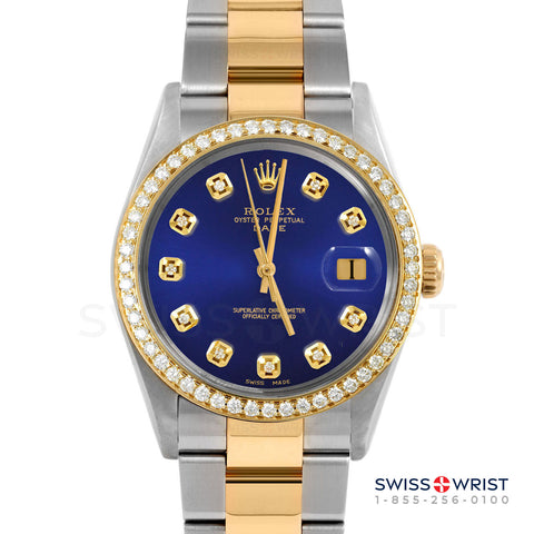 Rolex Date 34mm | 1500-TT-BLU-DIA-AM-BDS-OYS