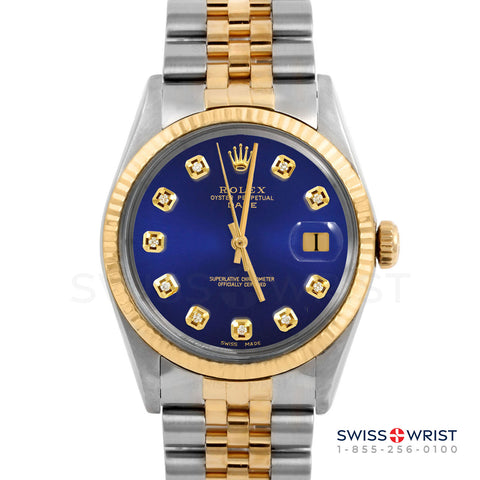 Rolex Date 34mm | 1500-TT-BLU-DIA-AM-FLT-JBL