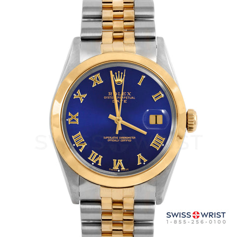 Rolex Date 34mm | 1500-TT-BLU-ROM-SMT-JBL