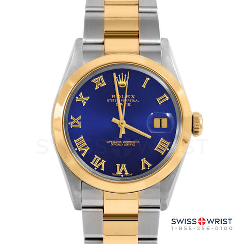 Rolex Date 34mm | 1500-TT-BLU-ROM-SMT-OYS