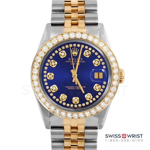 Rolex Date 34mm | 1500-TT-BLU-STRD-2CT-JBL