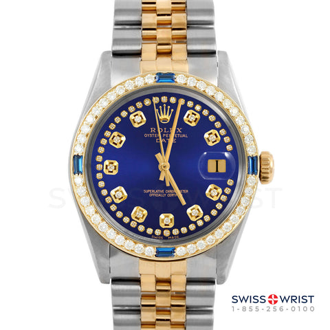 Rolex Date 34mm | 1500-TT-BLU-STRD-4SPH-JBL