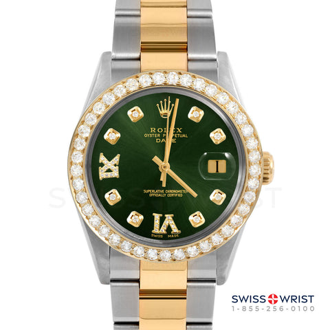 Rolex Date 34mm | 1500-TT-GRN-8DR69-2CT-OYS