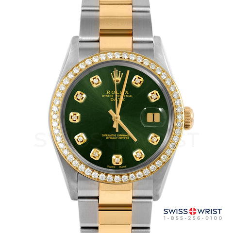 Rolex Date 34mm | 1500-TT-GRN-DIA-AM-BDS-OYS