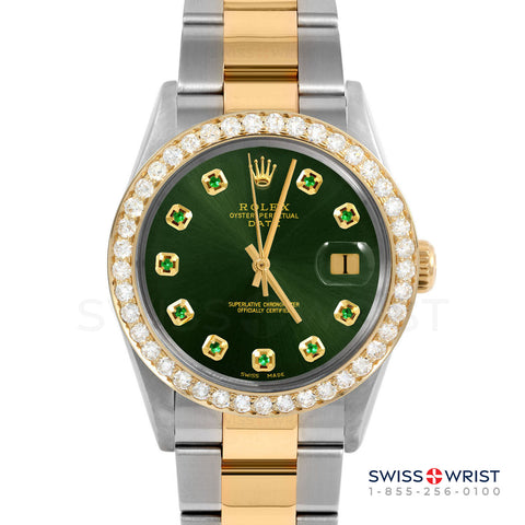 Rolex Date 34mm | 1500-TT-GRN-EMD-AM-2CT-OYS