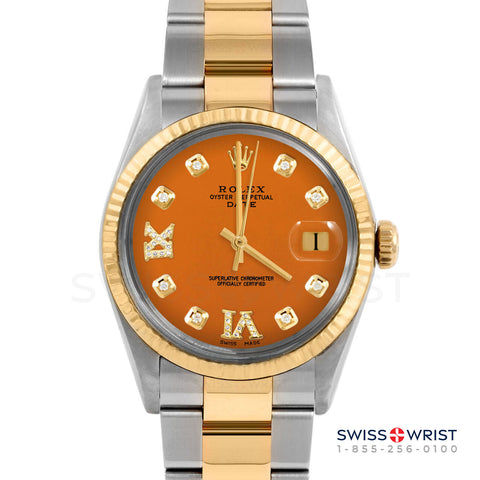 Rolex Date 34mm | 1500-TT-ORN-8DR69-FLT-OYS