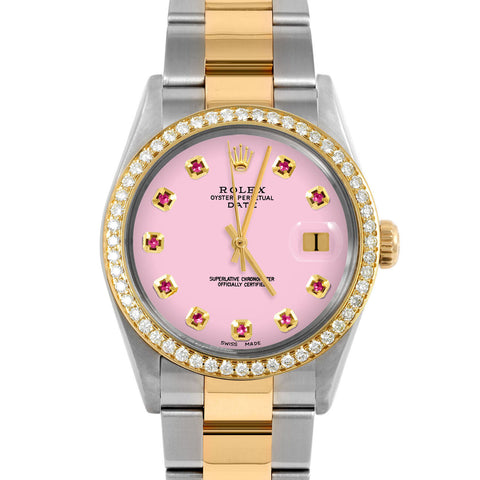 Rolex Date 34mm | 1500-TT-PNK-RBY-AM-BDS-OYS