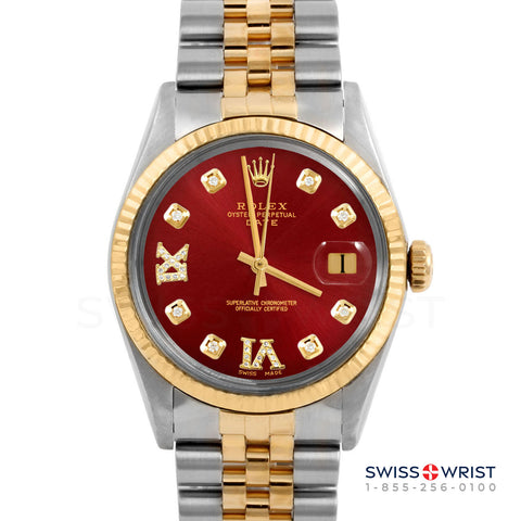 Rolex Date 34mm | 1500-TT-RED-8DR69-FLT-JBL