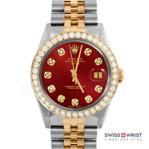 Rolex Date 34mm | 1500-TT-RED-DIA-AM-2CT-JBL