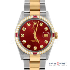Rolex Date 34mm | 1500-TT-RED-DIA-AM-4RBY-OYS