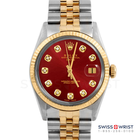 Rolex Date 34mm | 1500-TT-RED-DIA-AM-FLT-JBL