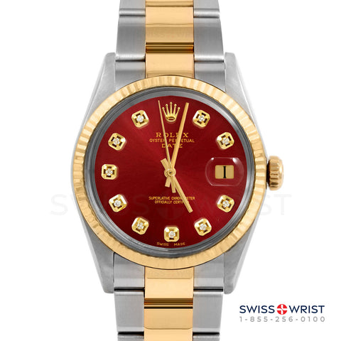 Rolex Date 34mm | 1500-TT-RED-DIA-AM-FLT-OYS