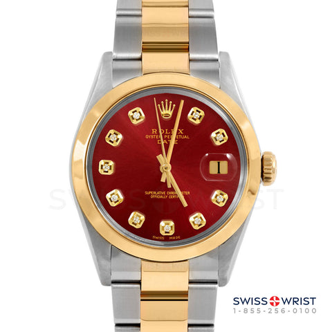 Rolex Date 34mm | 1500-TT-RED-DIA-AM-SMT-OYS