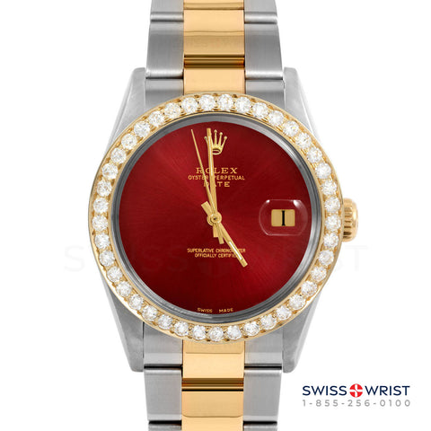 Rolex Date 34mm | 1500-TT-RED-NOHM-2CT-OYS